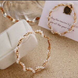 White Pearls Hoop Earrings